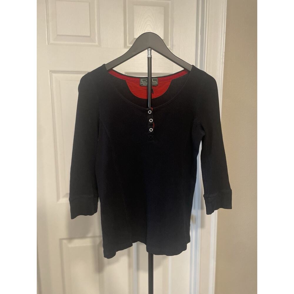 Lauren Active Ralph Lauren Waffle Knit Cotton Henley Top Sz M